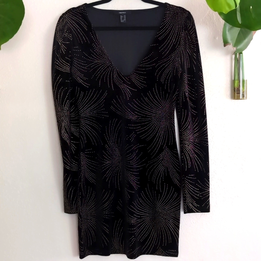 V neck velour dress